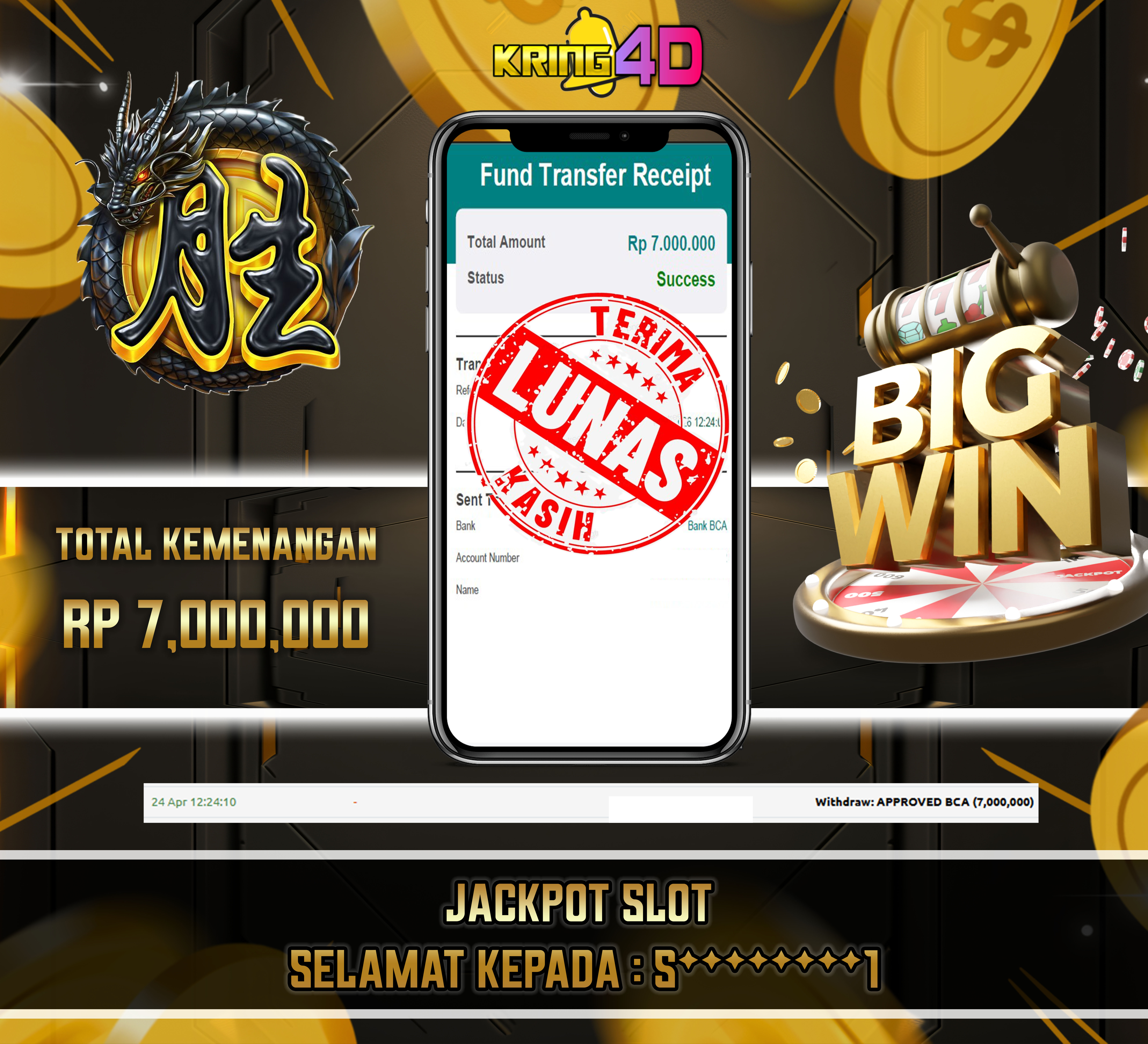 KRING4D JACKPOT Mahjong Wins 3 - Black Scatter RP 7,000,000