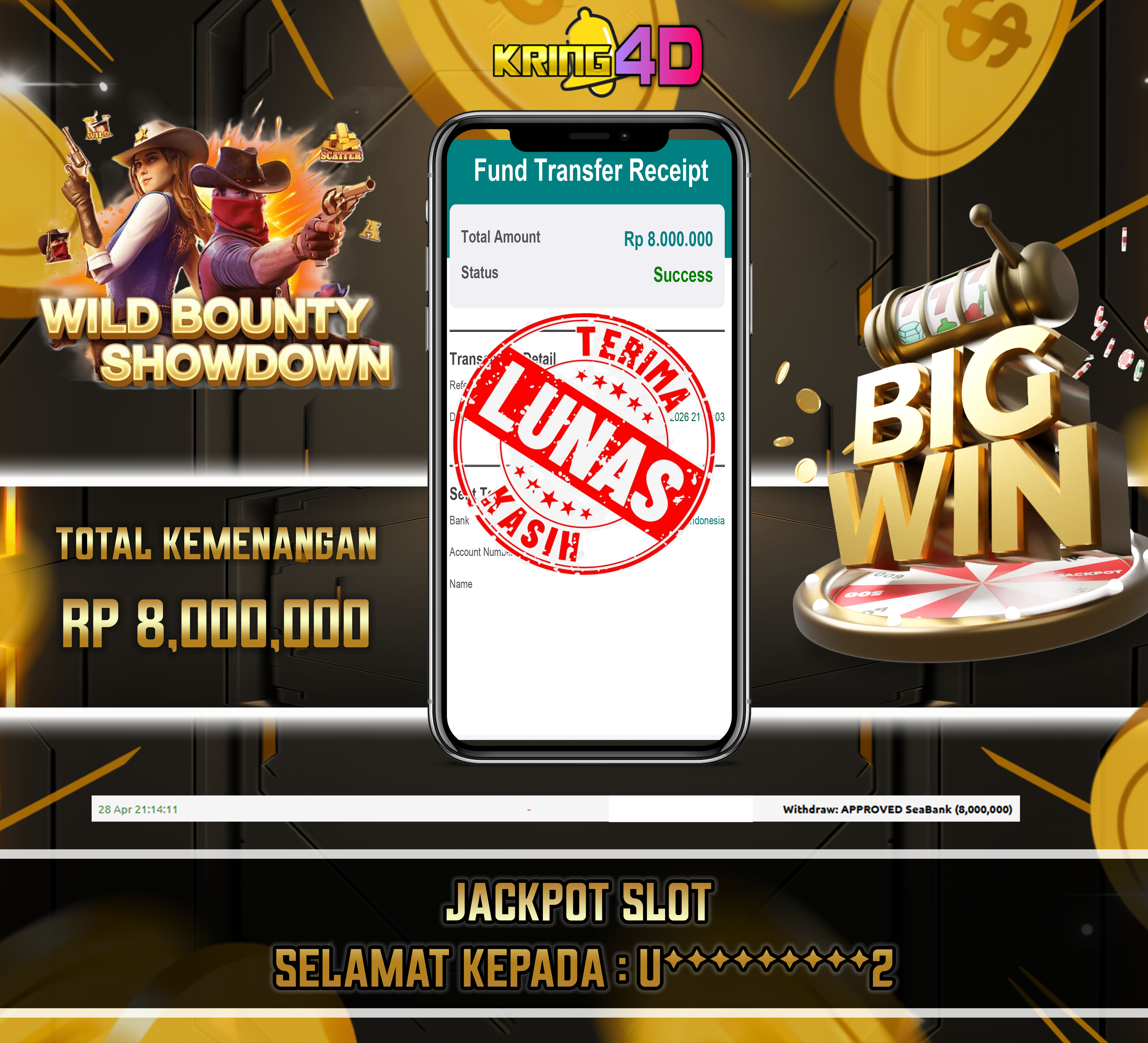 KRING4D JACKPOT Wild Bounty Showdown RP 8,000,000