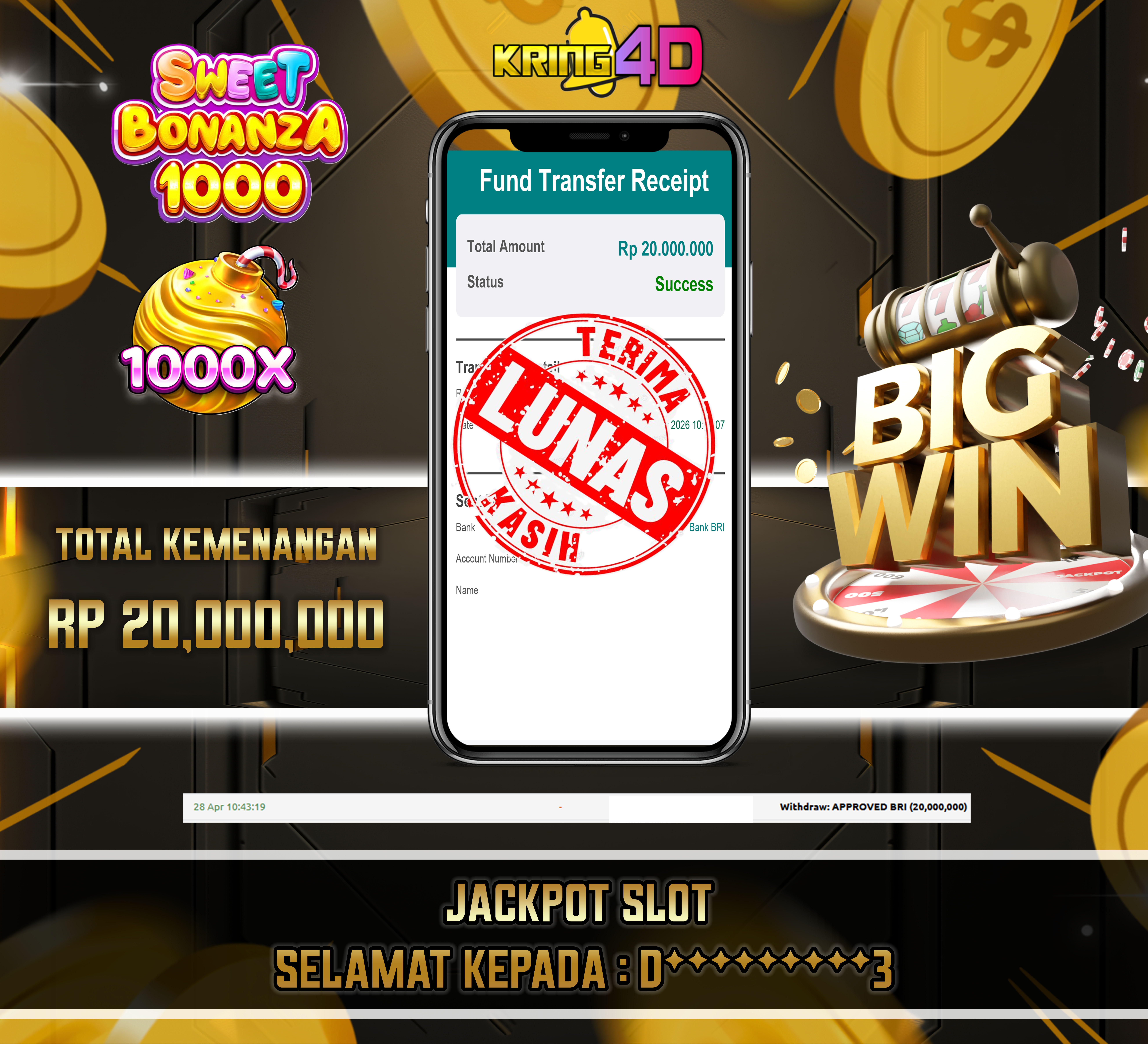 KRING4D JACKPOT Sweet Bonanza 1000 RP 20,000,000