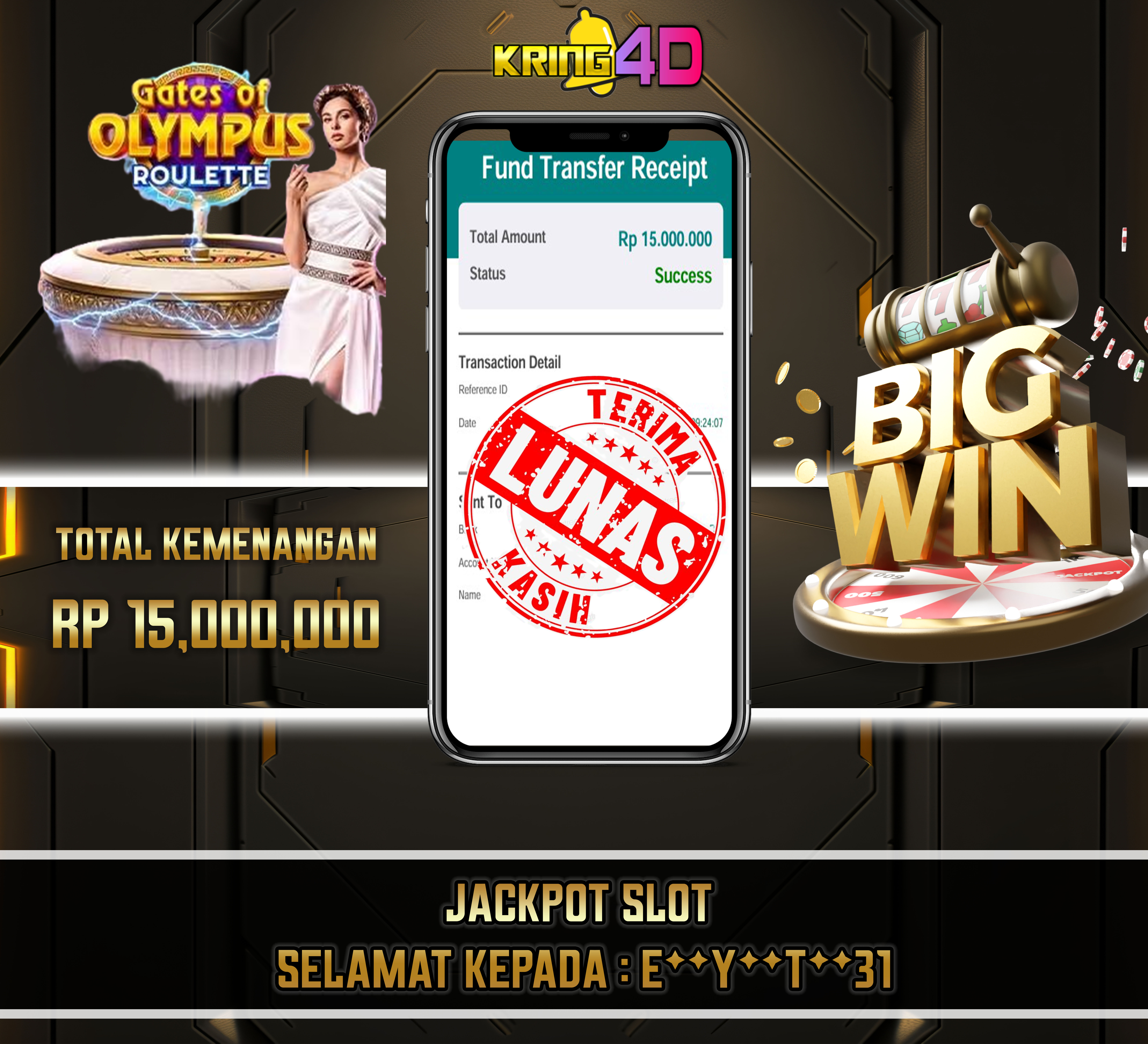11 Sep 2026, Pukul 09:24:17 WIB,KRING4D JACKPOT Gates Of Olympus Roulette Rp 15,000,000