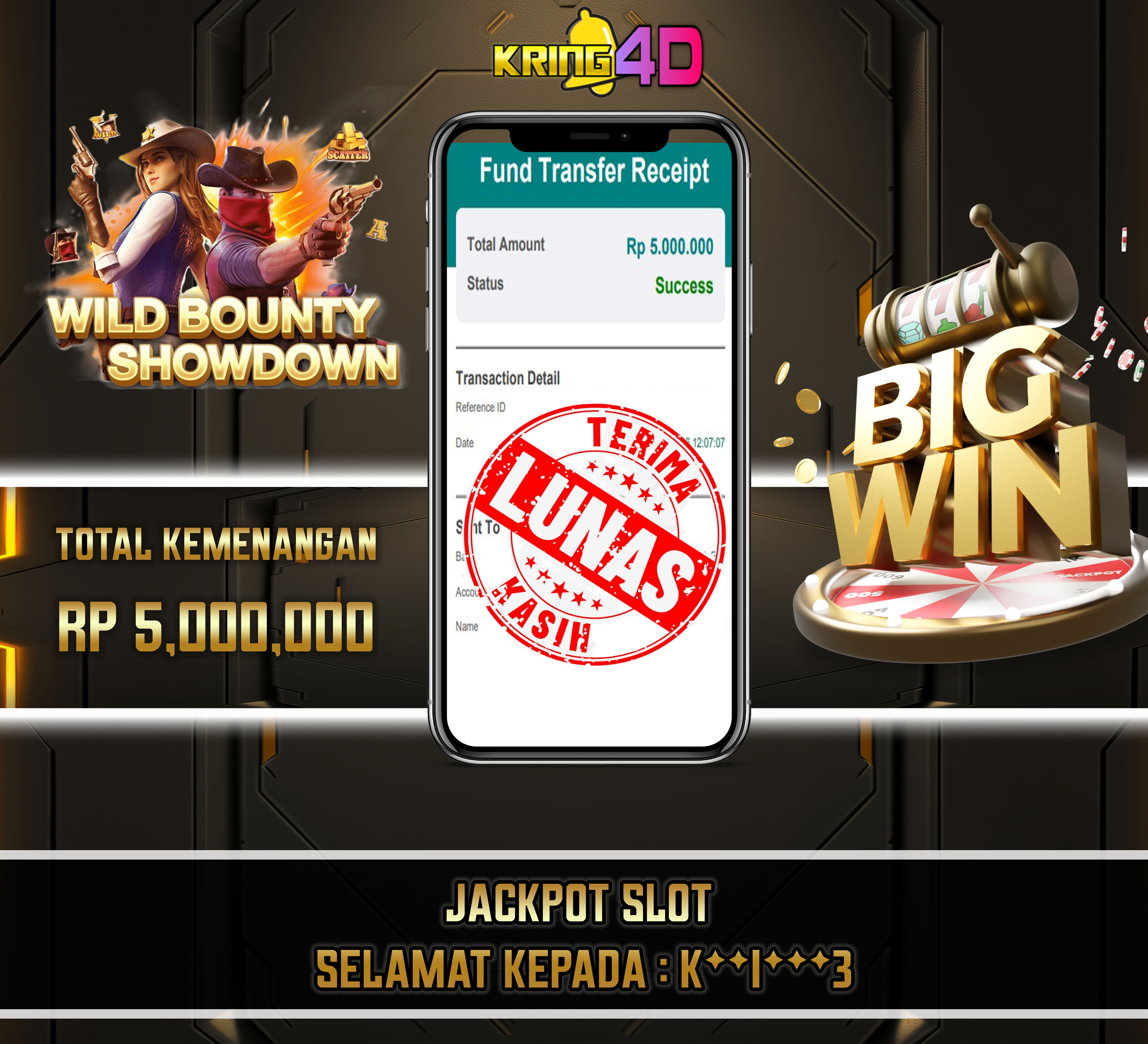 22 Sep 2026, Pukul 12:07:23 WIB,KRING4D JACKPOT Wild Bounty Showdown Rp 5,000,000